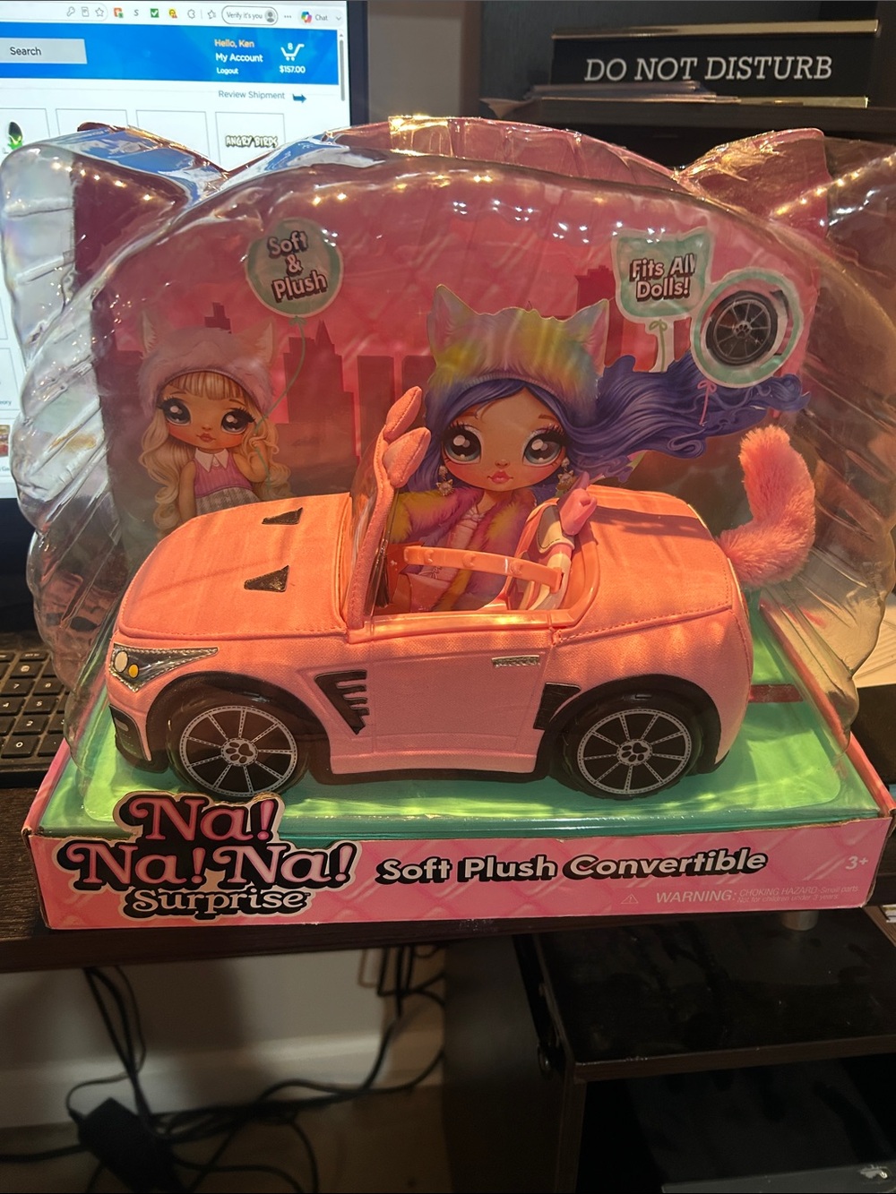 Soft Plush Convertible Car - Pink